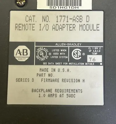 Used ALLEN-BRADLEY 1771-ASB PLC Input & Output Ohio US | Surplus Asset Holdings #1240116