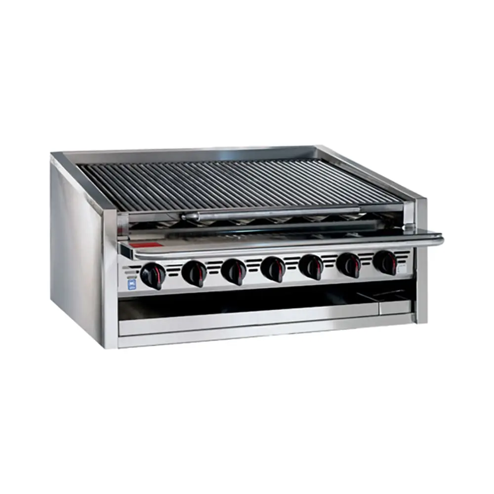 Bakers Pride L-48RS-C 48" Countertop Gas Charbroiler W/ Coal Radiants - (10) Burners, Liquid Propane