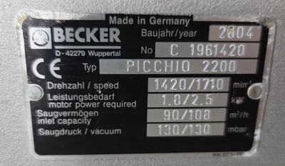 Used 2004 BECKER PICCHIO 2200 Vacuum Pumps Indiana US | Machine Solutions, LLC #1714658