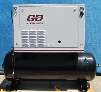 Used GARDNER DENVER HER7F-8 Tank Mounted Air Compressors California US | Bay Line Tool #1316245