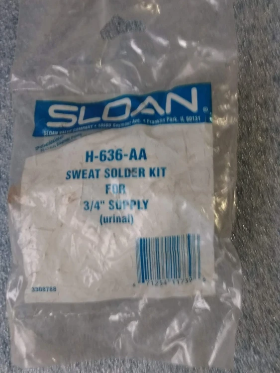 New | in-Stock Sloan sweat solder kit for 3/4" supply (urinal) #H-636-AA Parts (Hydraulics and Pneumatics) Arizona US | ASSET CONVERSION SPECIALISTS, INC. #308163