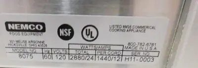 Used NEMCO 8075 Electric Cooking Equipment British Columbia CA | Surrey Food Equipment #1266135