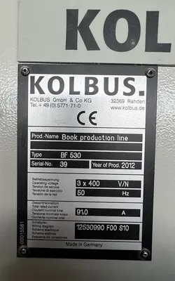 USED 2012 KOLBUS BOOK PRODUCTION LINE BF 530