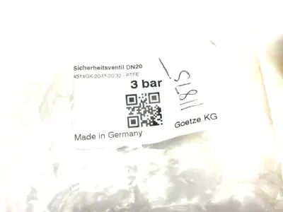 USED GOETZE SAFETY VALVE 3BAR DN20