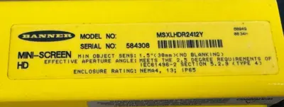 NEW BANNER MSXLHDR2412Y LIGHT CURTAIN RECEIVER 68949 24"