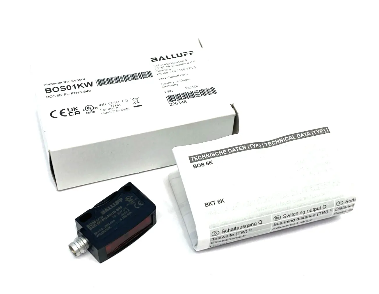 New | in-Stock Balluff Photoelectric Diffuse sensor, Triangulation BOS 6K-PU-RH10-S49 Photoelectric Sensors Michigan US | Maverick Industrial Sales #1390725