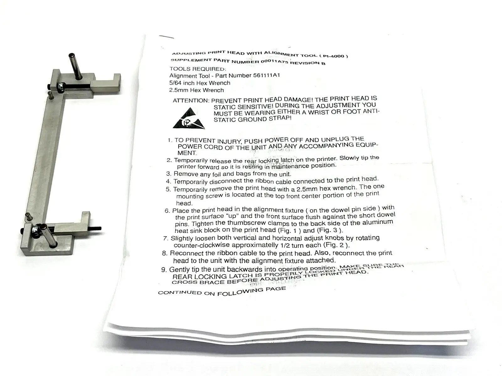 561111A1 | Automated Packaging Systems  Alignment Tool for PI-4000 - Open box