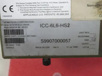 Used NEMATRON ICC-6L6-HS2 IC63A2-JB310401 Automation Control (HMI) Texas US | Aucto #1308319