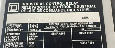 NEW SQUARE D 8501XO20 V02 AC CONTROL RELAY SER A