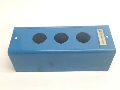 PushButton Enclosure Box Cover | Allen Bradley Blue 3 PushButton Enclosure Box Topper 3-3/8" X 2-7/8" - Used
