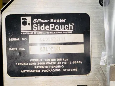 USED AUTOMATED PACKAGING SYSTEMS 60" SPRINT SIDEPOUCH BAGGER/SEALER