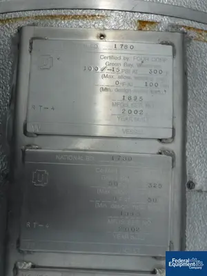 USED Four Corp 100 Gal Four Corp Reactor, S/S, 100/50#