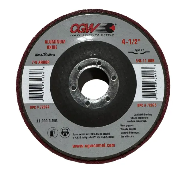 CGW 4-1/2" x 7/8" Unitized Surface Prep Wheels Hard-Medium T27 A/O 10 Pack