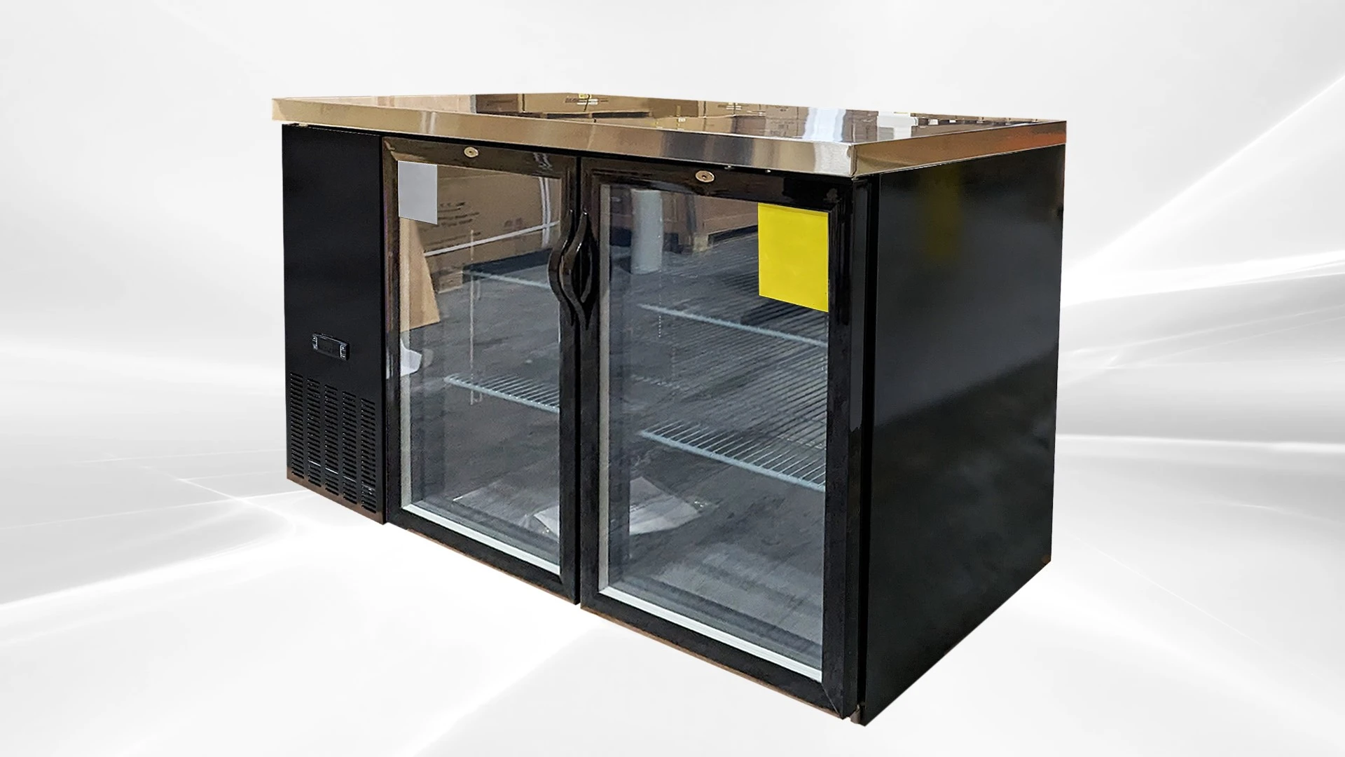 171-0246 Black Self Contained Glass Door Back Bar Cooler