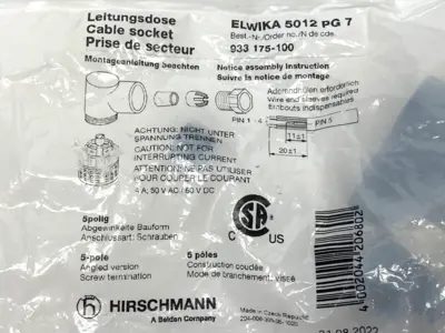 New | in-Stock Hirschmann ELWIKA 5012 PG 7, 933 175-100 Electrical Fittings Michigan US | Maverick Industrial Sales #1463940