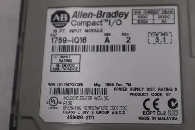 Allen-Bradley 1769-IQ16 SER A Compact I/O Module #K-1564C