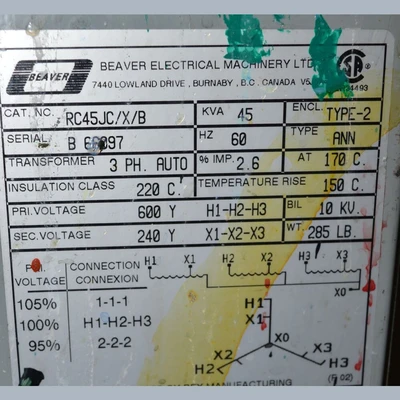 Beaver 45 kVA Transformer