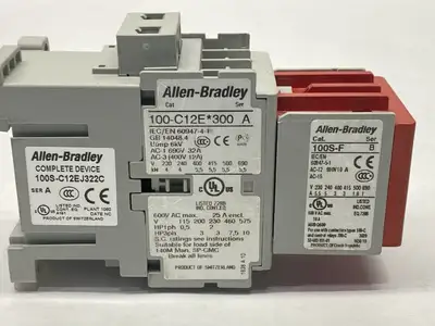 USED ALLEN-BRADLEY SER A SAFETY CONTACTOR 12A 600V 24VDC COIL