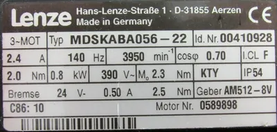 NEW LENZE MDSKABA056-22 SERVO MOTOR MDSKABA05622