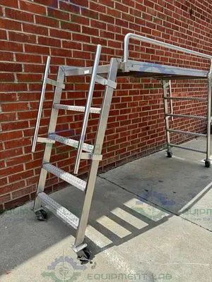Stainless Steel  Two Sided Platform Ladder 63" x 77" x 30" on Casters