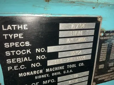 Used 1972 MONARCH K16 Engine Lathes Ohio US | HGR 24 #1503723