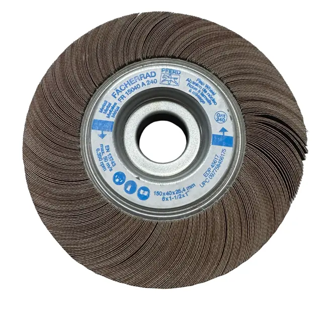 PFERD 6" x 1-1/2" x 1" Unmounted Flap Wheel 240 Grit Aluminum Oxide