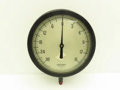 Crosby NA Gauge 30 in Hg Vacuum - 15 psi 1/4" NPT 8" Face