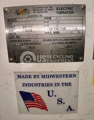 USED MIDWESTERN MR60C60-72-R VIBRATORY SEPERATOR