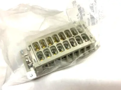NEW HARTING INSERT HAN 16E-MALE-SCREW FE(AU)/CUNI TYPE J