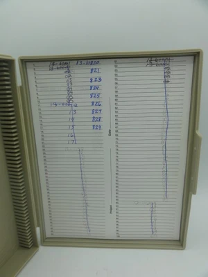 (12) Heathrow Scientific 100 Slot Microscope Slide Box Storage, Colors Vary, Writing On Some