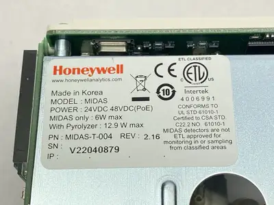 USED HONEYWELL MIDAS GAS DETECTOR W/ MIDAS-E-COX CARTRIDGE