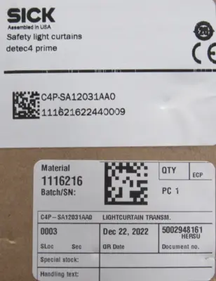 NEW SICK 1116164 LIGHT CURTAIN SET C4P-SA12031AA0 116216 C4P-EA12031CA0 1116225