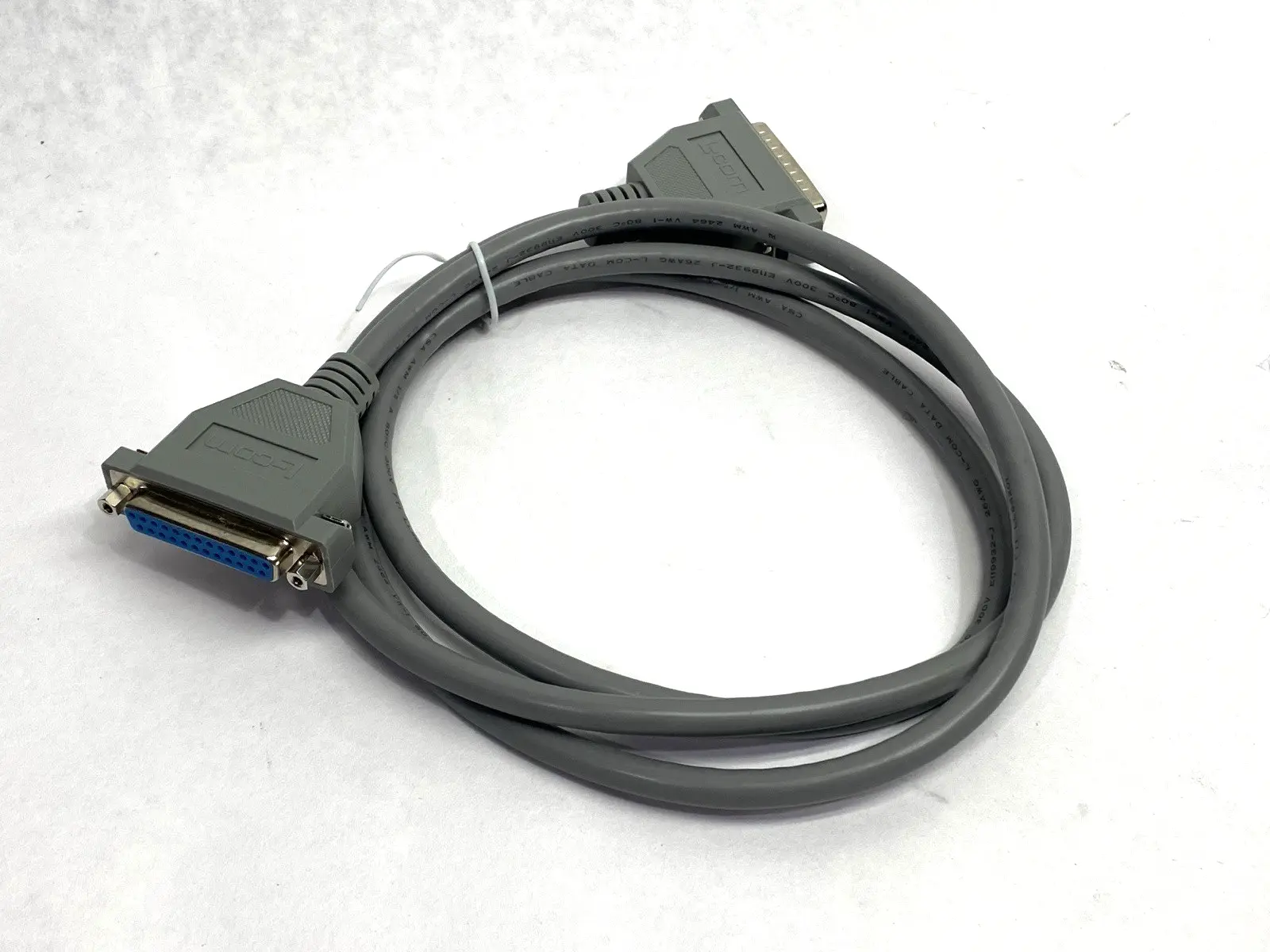 USED L-COM ECONOMY MOLDED D-SUB CABLE DB25 MALE TO FEMALE 5FT