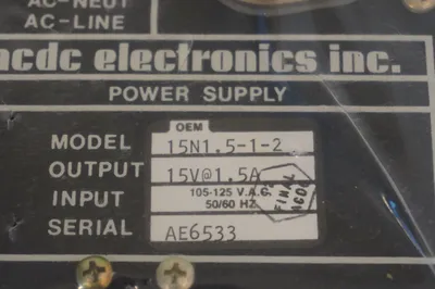 NEW ACDC ELECTRONICS 15N1.5-1-2 POWER SUPPLY 15N1512