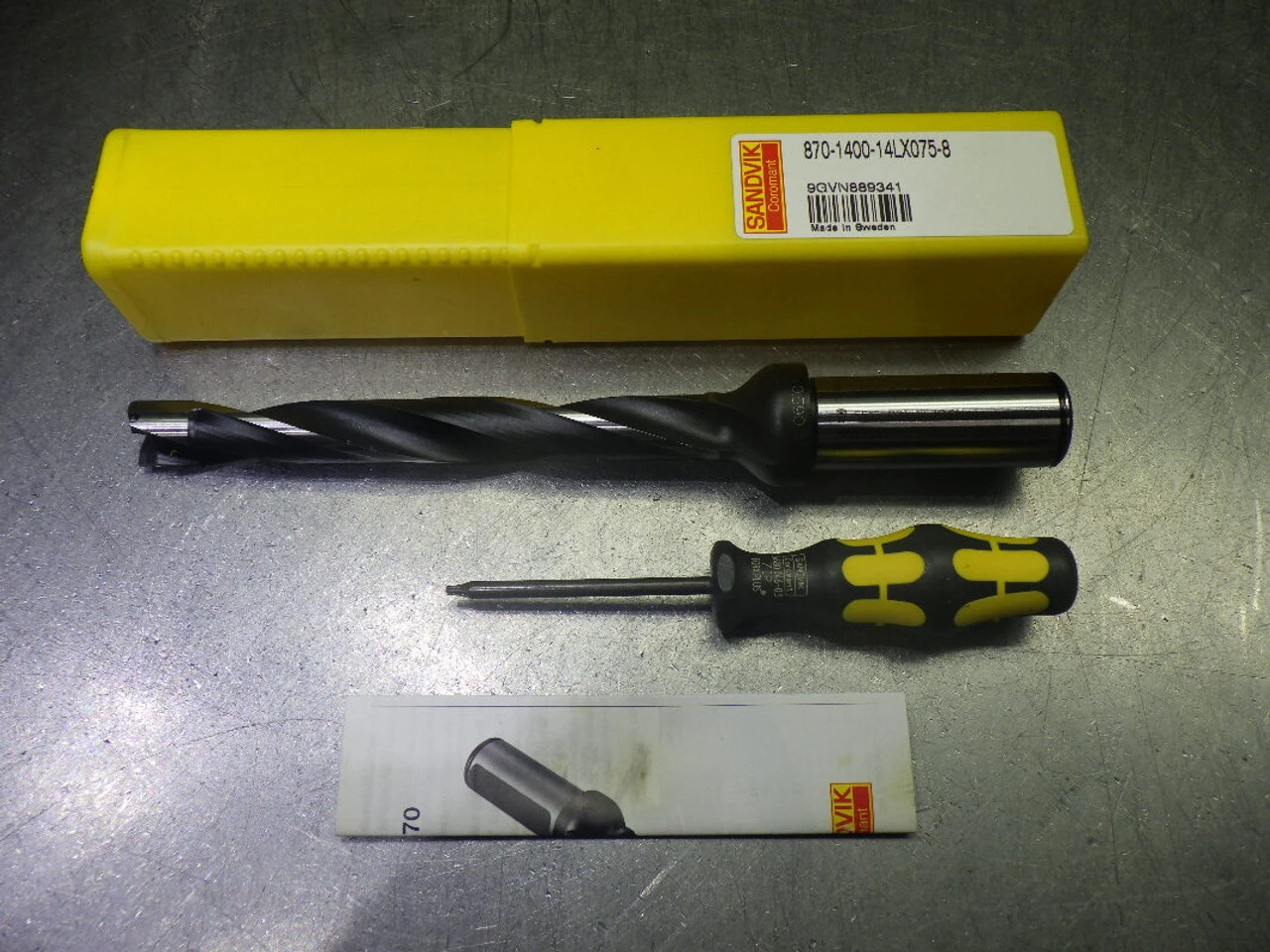 Sandvik 14mm (.59") Coolant Thru Drill 3/4" Shank 870-1400-14LX075-8 (LOC927A)