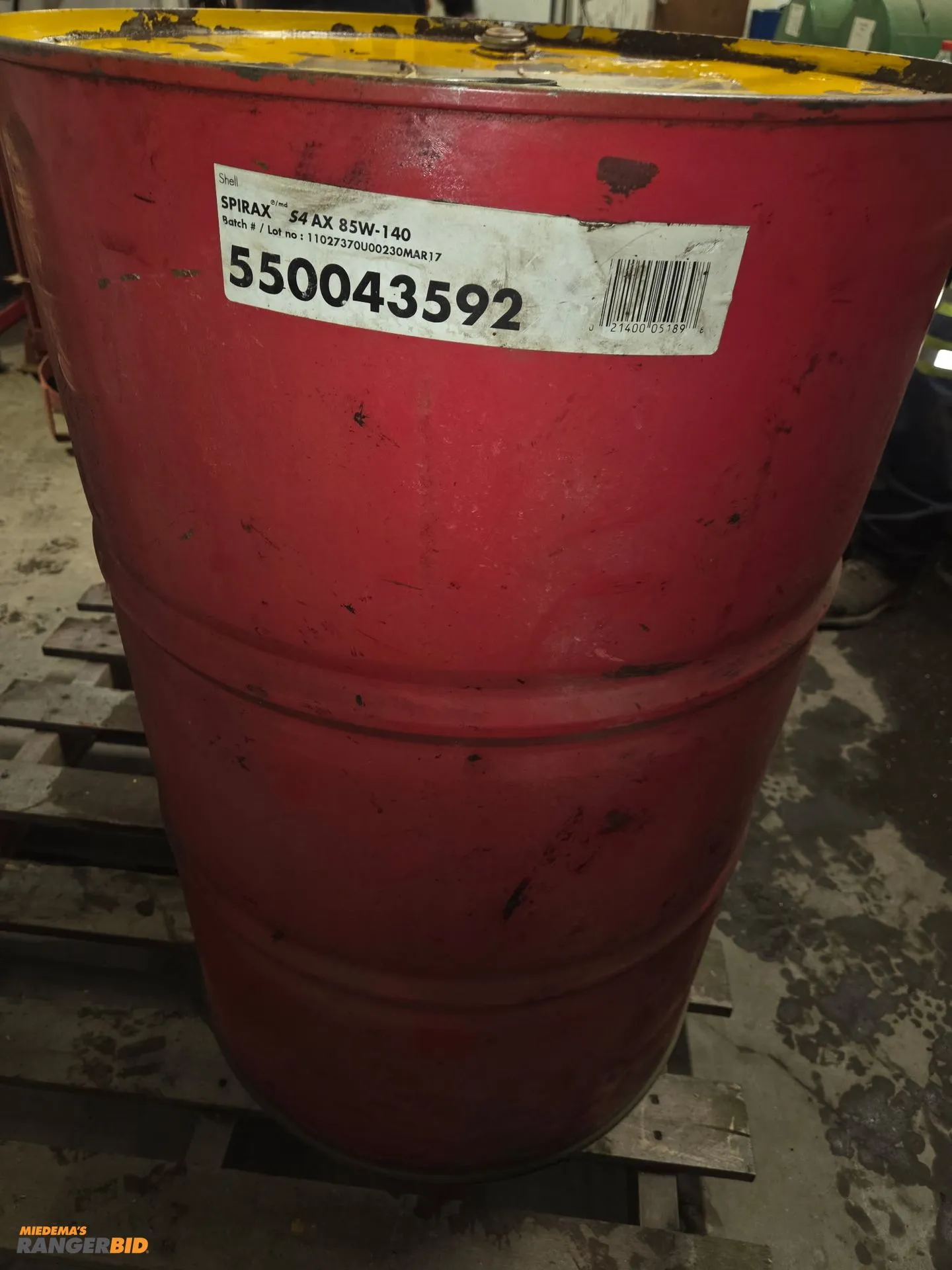 2 new 55 gallon drums of oil. (1) Shell 85w-140 gear oil and (1) SHL-UTH Full Synthetic Hydraulic oi...