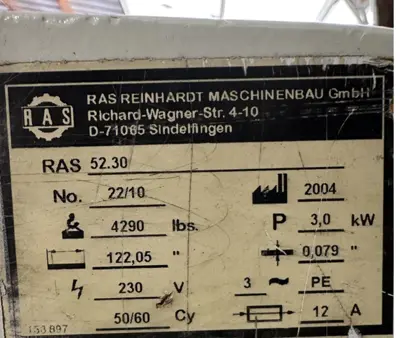 2004 RAS 52.30 Power Squaring Shears (Gauge) | THREE RIVERS MACHINERY (4)