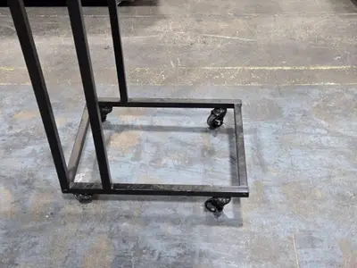 27" Rolling Side Table Wood Top / Metal Frame