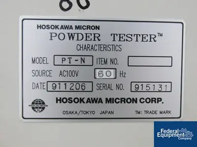 USED Hosokawa Hosokawa Powder Tester, Model PT-N