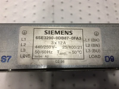 USED SIEMENS 6SE3290-0DB87-0FA3 (7)-FILTER