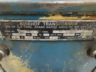 Kirkhof 4-V-60 110 KVA 440 VAC 1 Phase Welding Resistance Weld Transformer