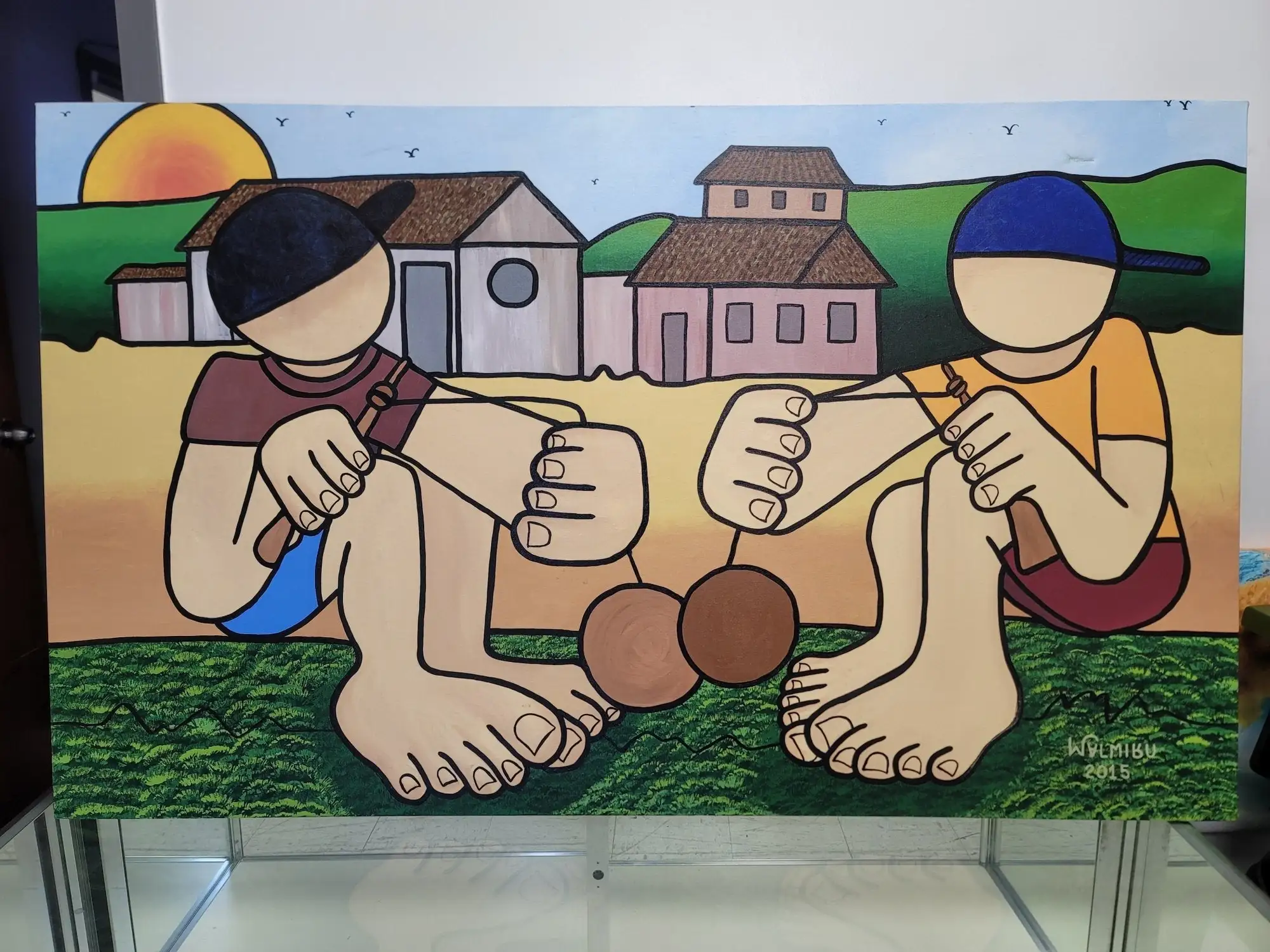 New | in-Stock FalconRestaurantSupply New Walmiru Original Faceless Painting on Canvas - Playing Bilboque 36" x 60" Estate & Personal Property Illinois US | Falcon Restaurant Supply #1376742