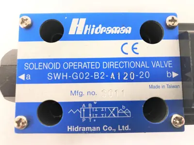 HIDRAMAN HYDRAULIC SOLENOID OPERATED DIRECTIONAL VALVE SWH-G02-B2-A120-20: STOCK #14405