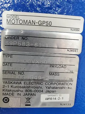 USED 2019 YASKAWA MOTOMAN GP50