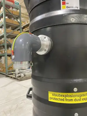 USED RUWAC CONTINUOUS DUTY INDUSTRIAL HEPA VACUUM 3HP 180CFM, QUIET OP.