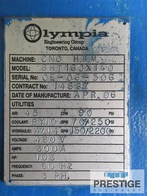 Used 2006 OLYMPIA 6HT160X140 Horizontal Table Type Boring Mills New York US | Prestige Equipment #1283702