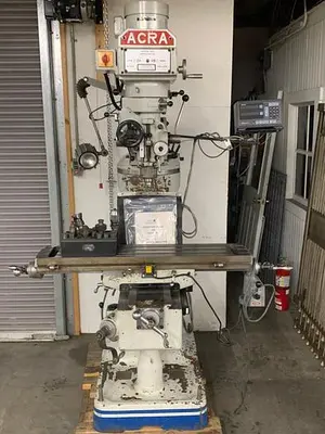 Acra AM2V 3HP Variable Speed Vertical Milling Machine – Power Feed, DRO, Tooling, New 1996!