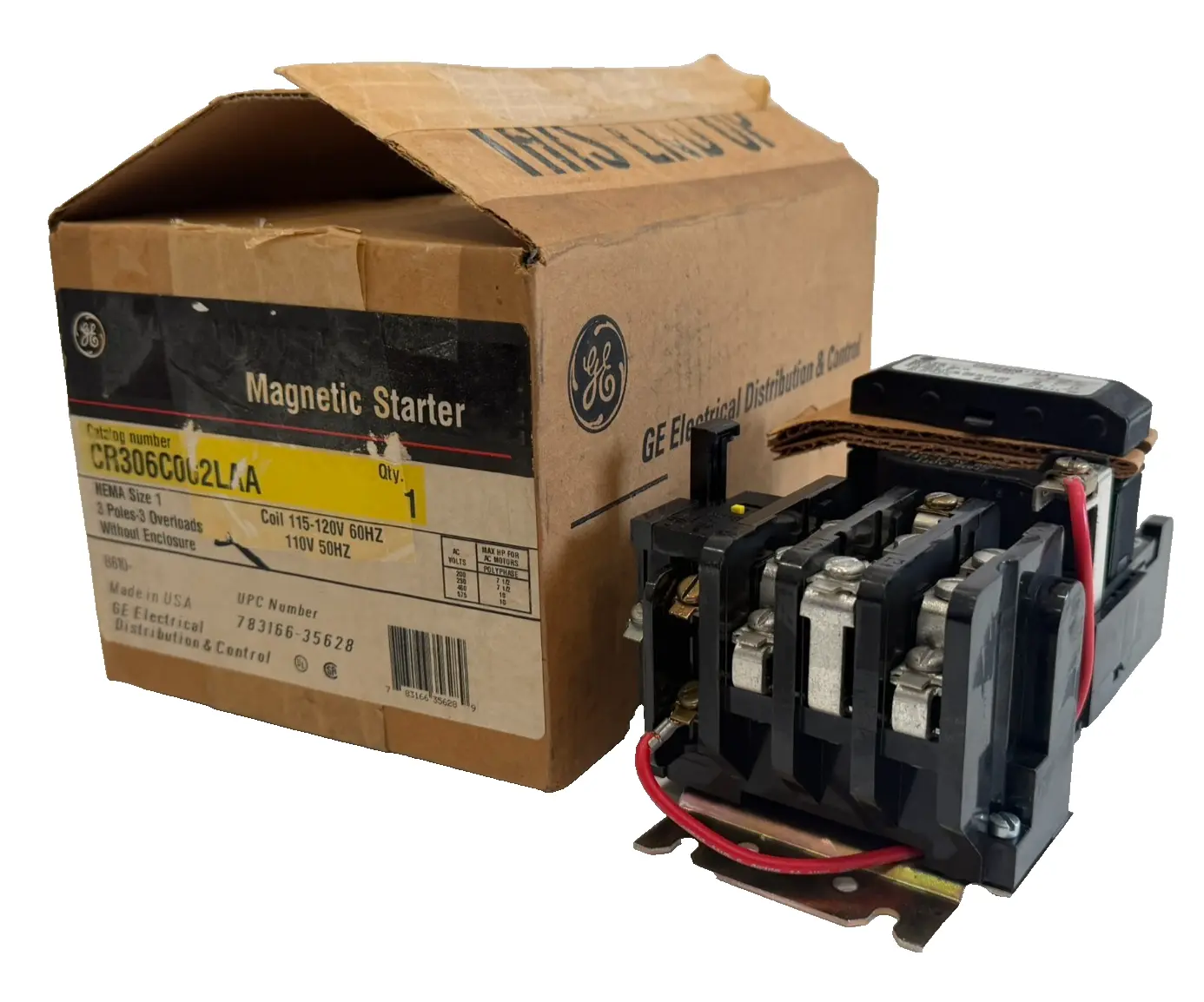 NEW GE CR306C002LAA MAGNETIC STARTER SIZE 1, 3 POLE