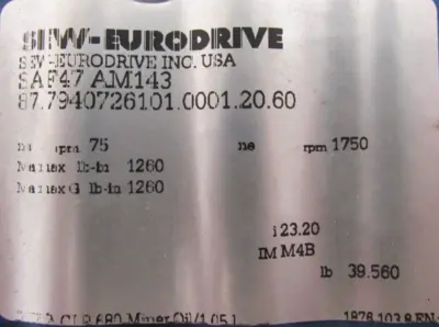 NEW SEW EURODRIVE SAF47AM143 GEAR REDUCER