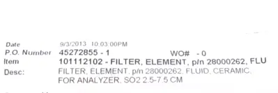 NEW TELEDYNE 28000262 FILTER ELEMENT